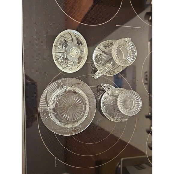 Vintage Jeanette Iris Herringbone Creamer, Sugar Bowl with Lid & Candy Dish - Picture 6 of 8